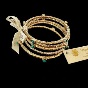 NWT Bangle Bangle Amrita Singh 4 Piece Bracelet Set Gold Green 8” Heavy New